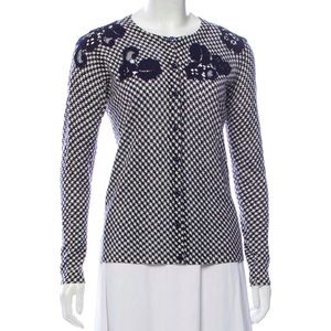 Escada Navy and White Houndstooth with applaque